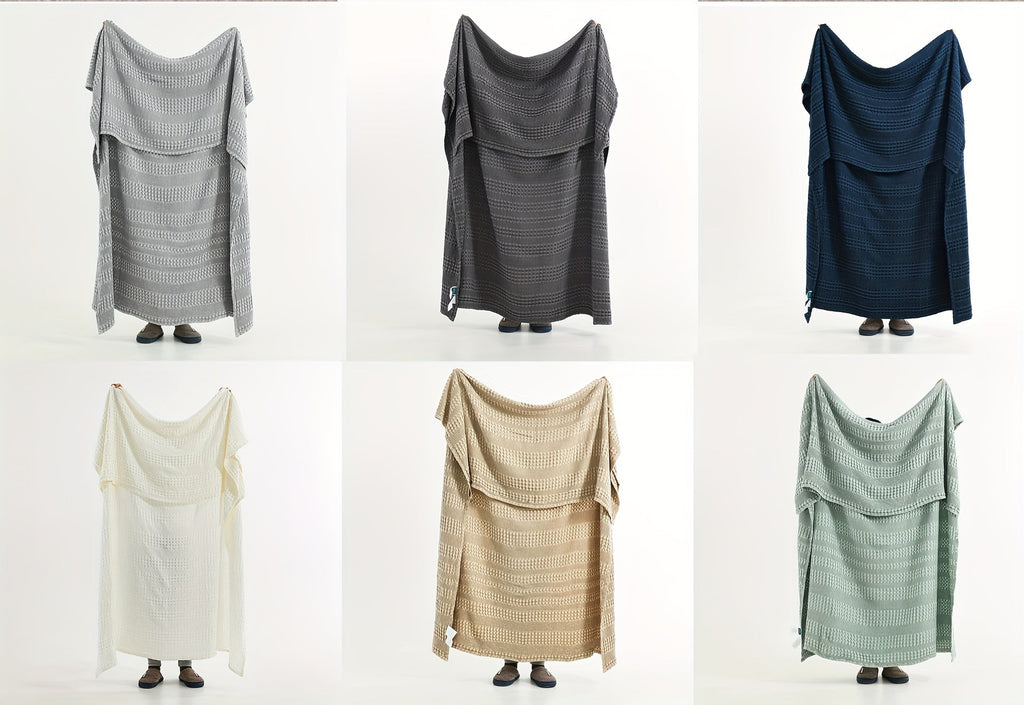 1 Pc Cooling Bamboo Fiber Cotton Blend Waffle Blanket - Lightweight Breathable Blanket For Hot Sleepers, Luxury Throws For Bed, Couch And Sofa