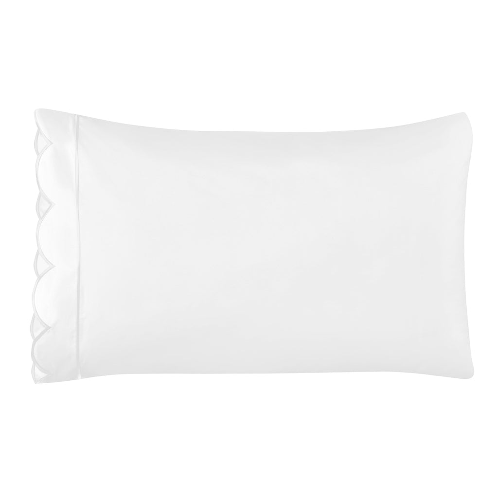 Scallop Frame Embroidered Cotton Percale Pillowcase Pair